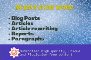 Portfolio for Content Writer for Blog posts & articles